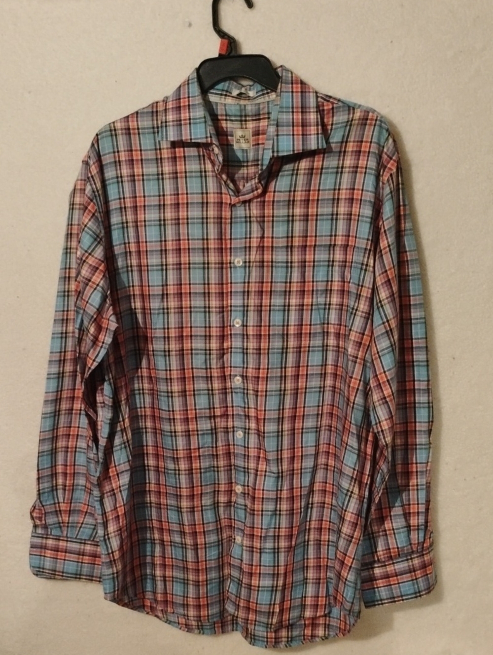 Peter Millar Blue and Red Plaid Button-Down Shirt